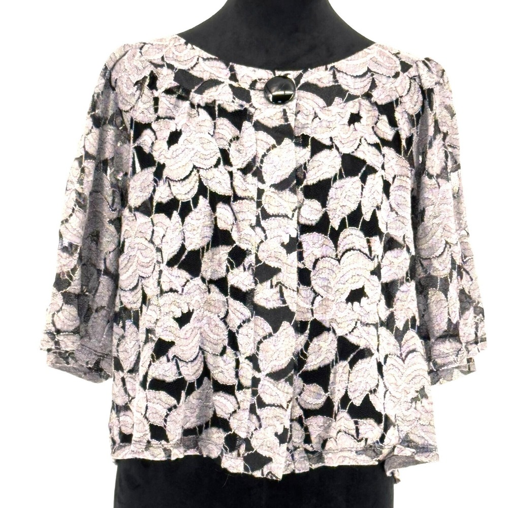 Avenue Lace Jacket Women Size 14 Sheer Bell Sleeves Delicate Feminine Whimsigoth